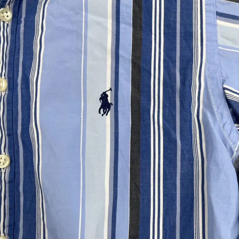 Ralph Lauren Long Sleeve Button Up Youth Small Blue Striped Pony